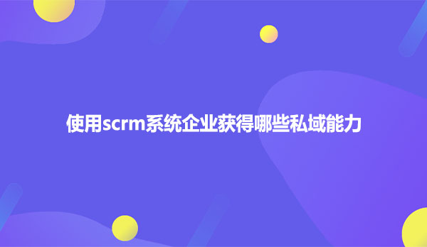 使用scrm系统企业获得哪些私域能力