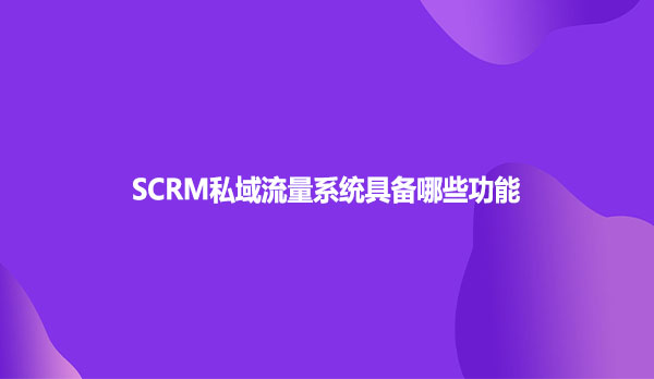 SCRM私域流量系统具备哪些功能