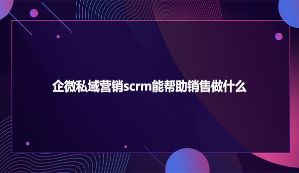 企微私域营销scrm能帮助销售做什么