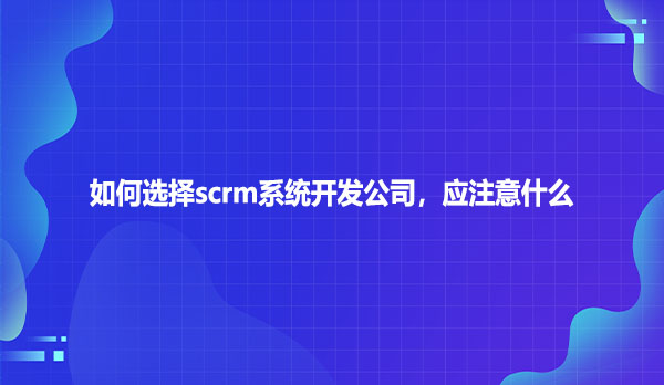 如何选择scrm系统开发公司，应注意什么