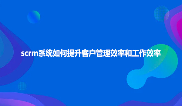 scrm系统如何提升客户管理效率和工作效率