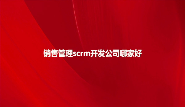 销售管理scrm开发公司哪家好